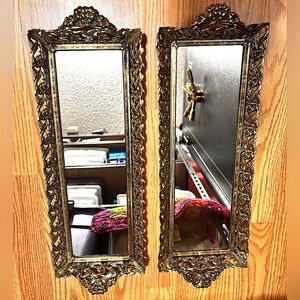Two Hollywood Regency Large Gold Ornate Mirror Trays Or Wall Set, Price is for 1